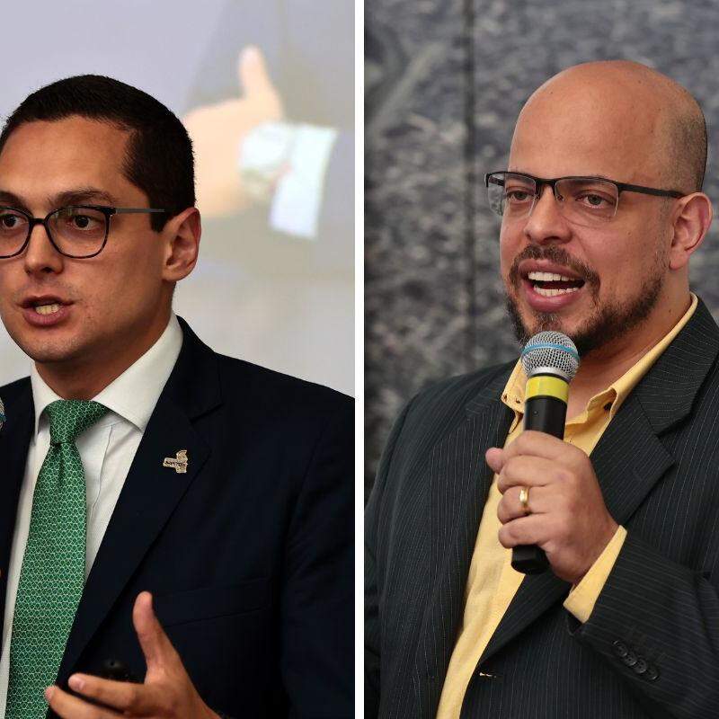Duarte (à esquerda): setor portuário precisa de estímulos para a descarbonização. Portos devem ser plataformas estratégicas de energia limpa, diz Clauber (à direita)