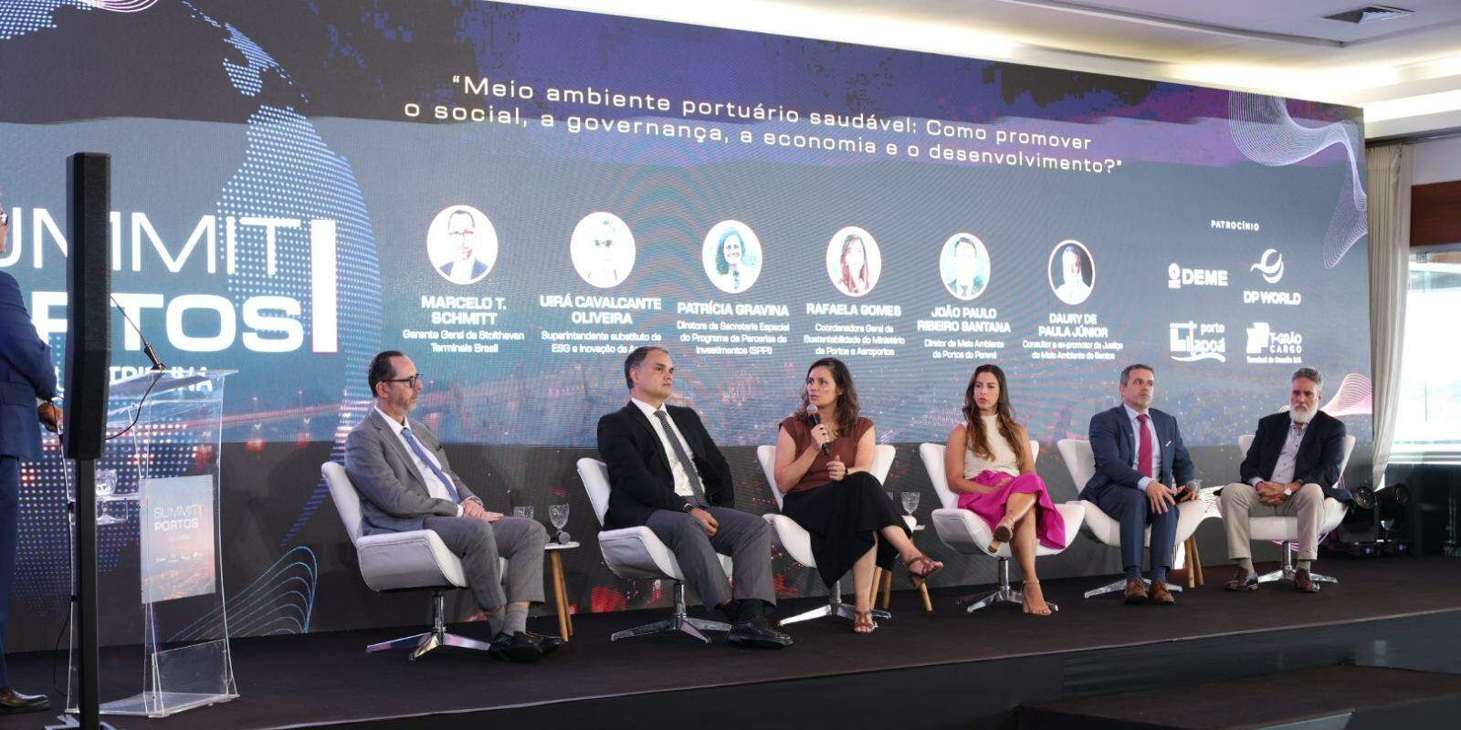Painel teve como tema: “Meio ambiente portuário saudável: como promover o social, a governança, a economia e o desenvolvimento?”
