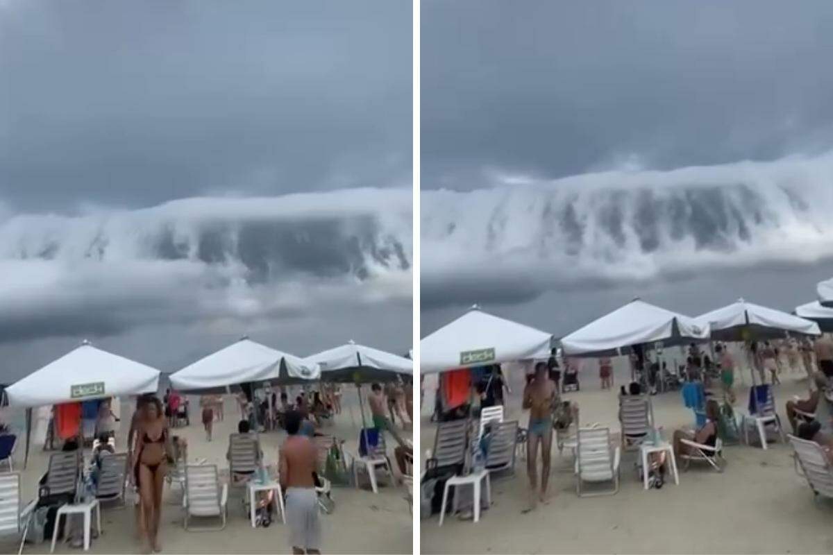 A nuvem com aparência semelhante à de um tsunami apareceu por volta das 13h na Riviera de São Lourenço
