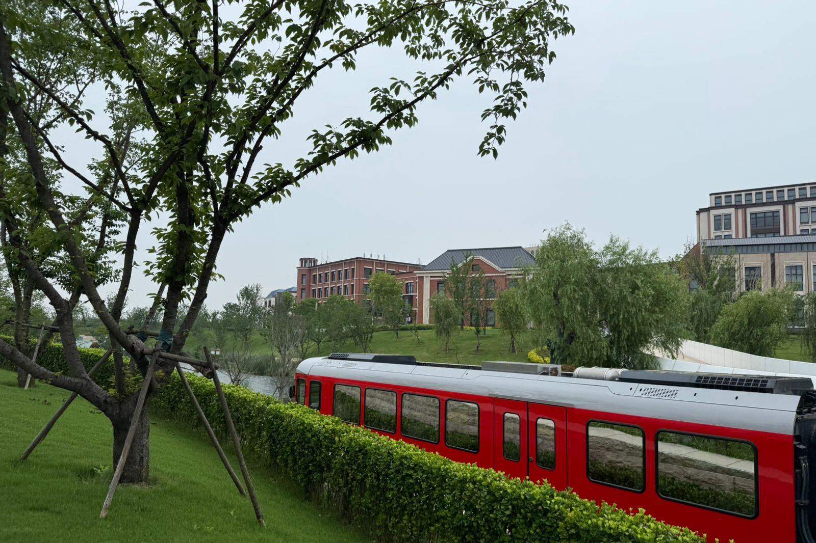 Huawei’s corporate headquarters in Shanghai features artificial lakes, buildings inspired by different architectural styles, and its own transportation system