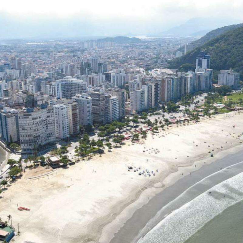 Vista aérea de São Vicente: locais que poderão receber food trucks e trailers ainda não estão definidos